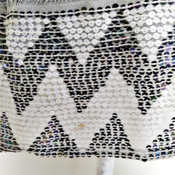 Dolan Anthropologie Gray Deep V Neck Sequin Blouse - Picture 7 of 7